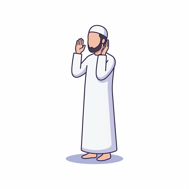 Illustration of the the opening takbir position